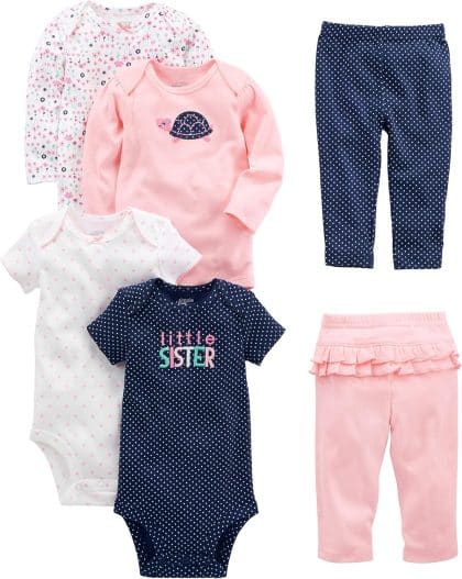 Simple Joys by Carter's baby-girls 6-piece Bodysuits (Short and Long Sleeve) and Pants Set