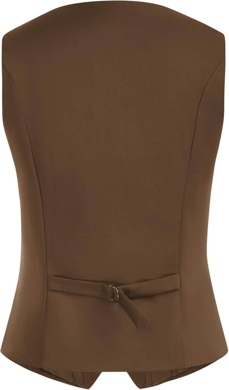 Belle Poque Women Double Breasted Waistcoat Vintage Lapel Collar Vest Coat with 2 Pockets - Image 54