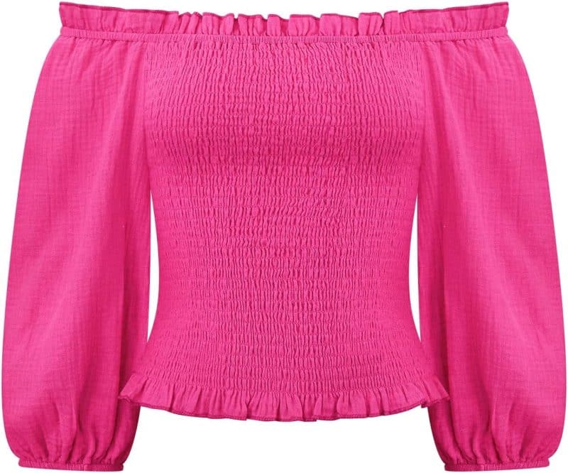 R. Vivimos Women's Summer Cotton Short Sleeves Off The Shoulder Crop Top - Image 11