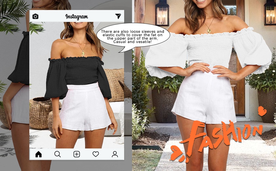 Women Summer Puff Sleeve Tops Blouses