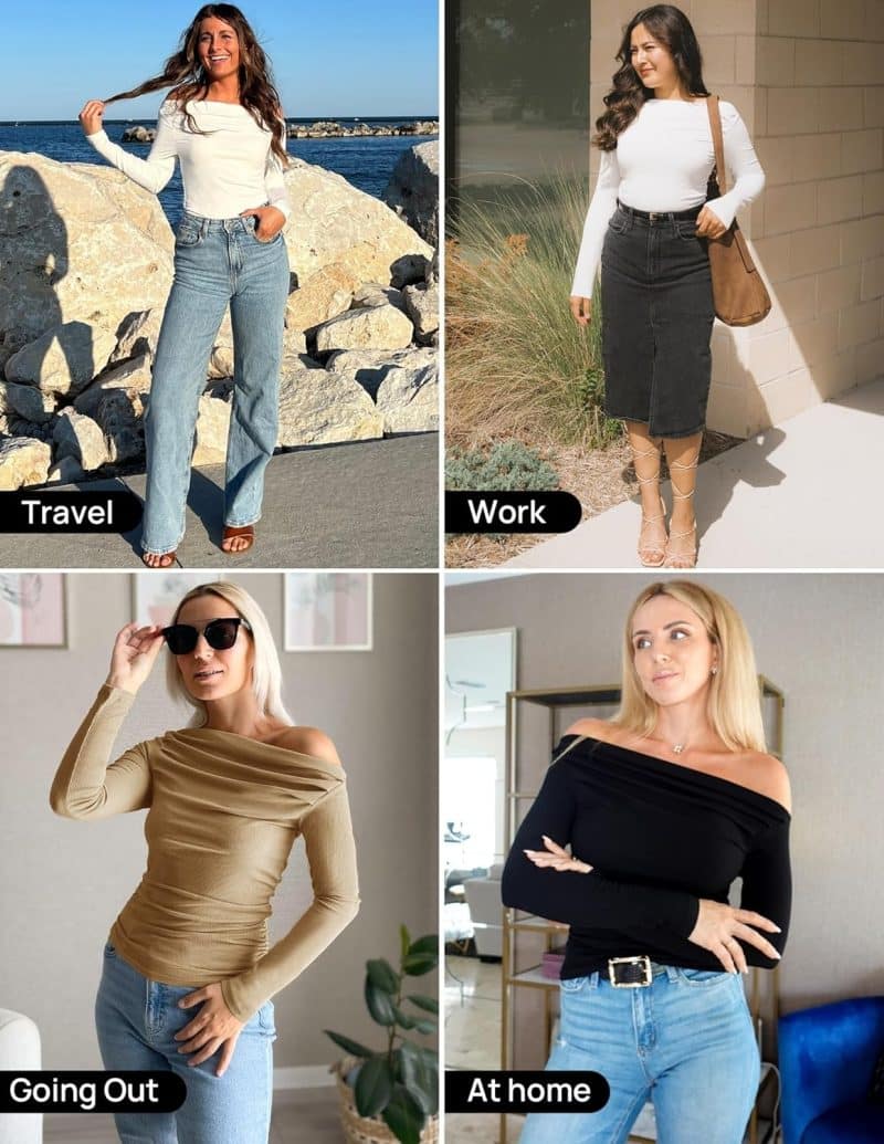 ZESICA Womens Off Shoulder Long Sleeve Top - Image 5