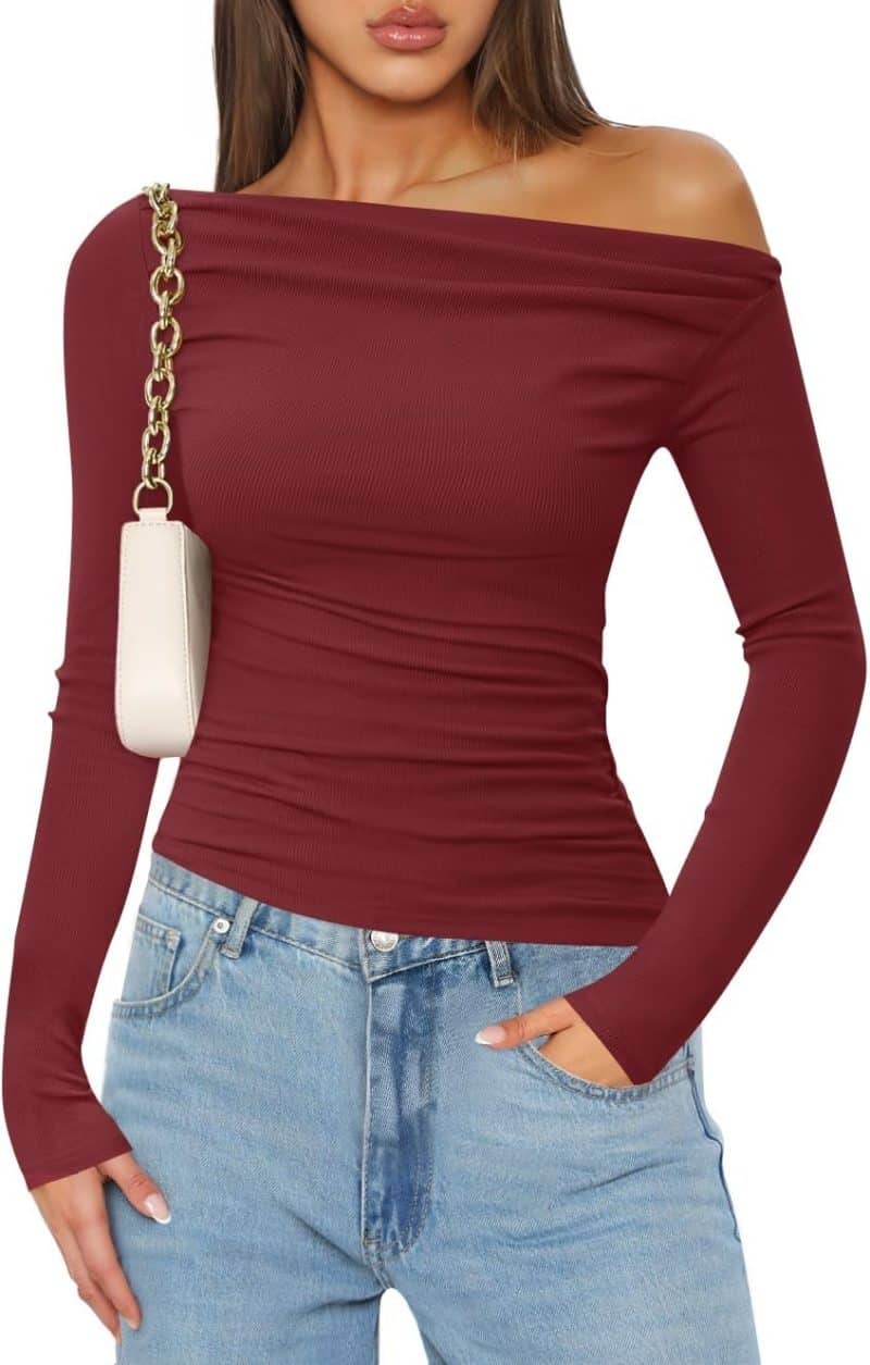 ZESICA Womens Off Shoulder Long Sleeve Top - Image 11