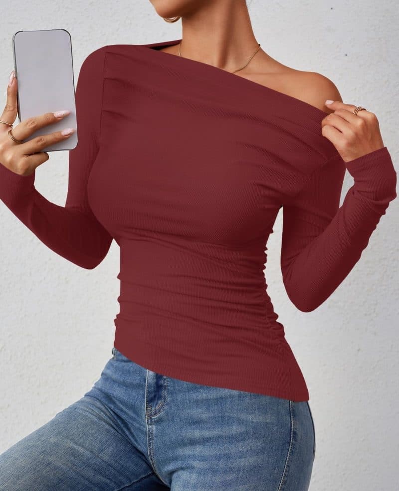 ZESICA Womens Off Shoulder Long Sleeve Top - Image 12