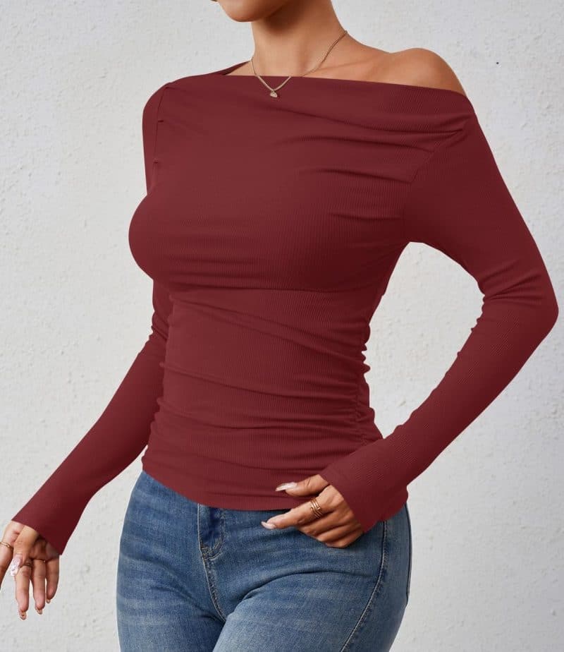 ZESICA Womens Off Shoulder Long Sleeve Top - Image 13