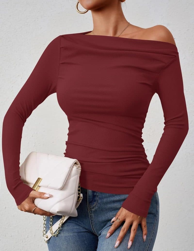 ZESICA Womens Off Shoulder Long Sleeve Top - Image 16