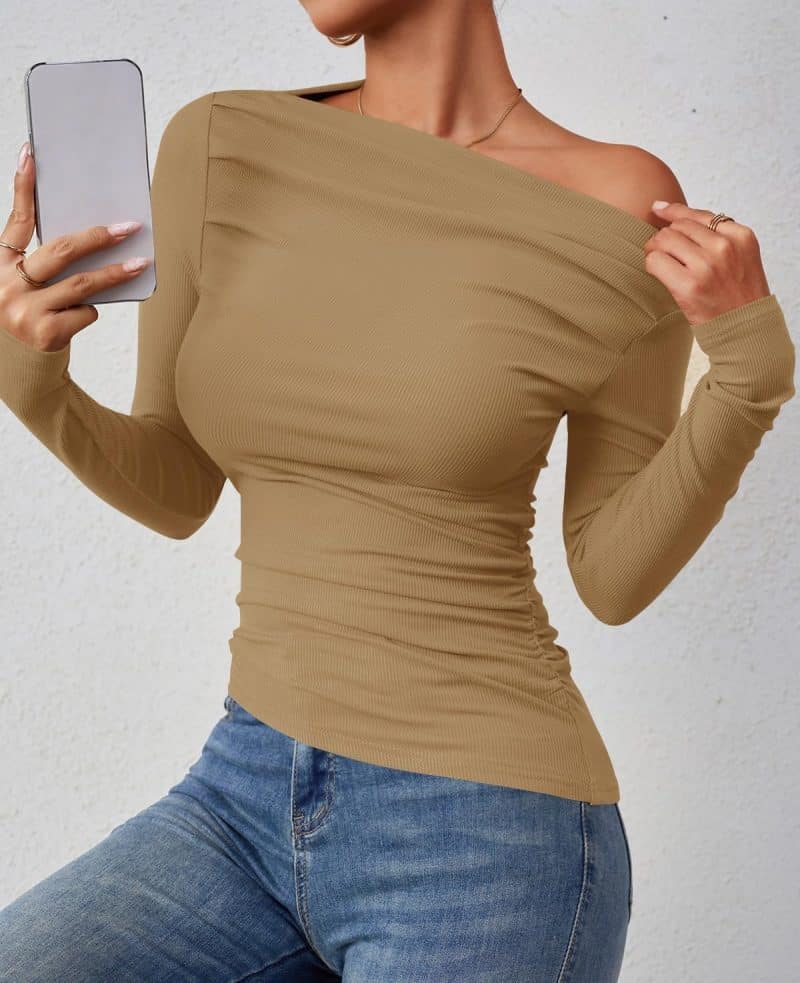 ZESICA Womens Off Shoulder Long Sleeve Top - Image 18