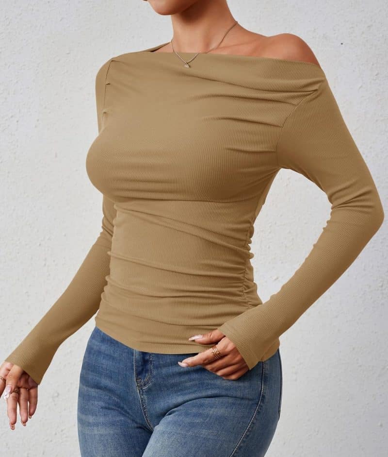 ZESICA Womens Off Shoulder Long Sleeve Top - Image 19