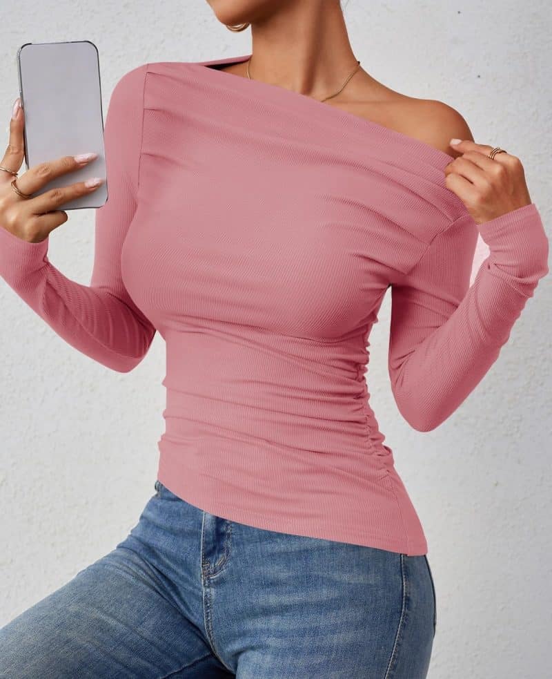ZESICA Womens Off Shoulder Long Sleeve Top - Image 21