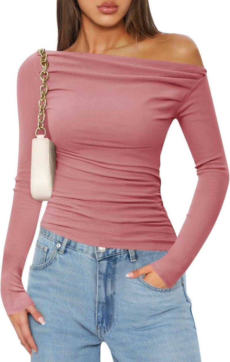 ZESICA Womens Off Shoulder Long Sleeve Top - Image 25