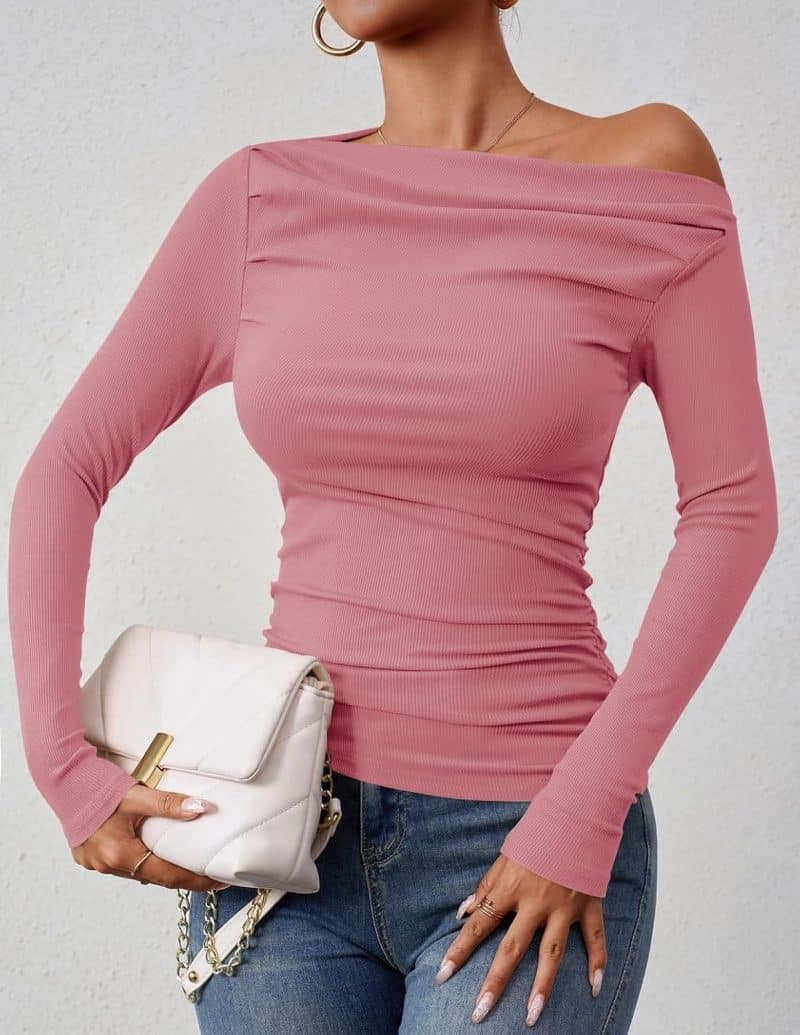 ZESICA Womens Off Shoulder Long Sleeve Top - Image 30