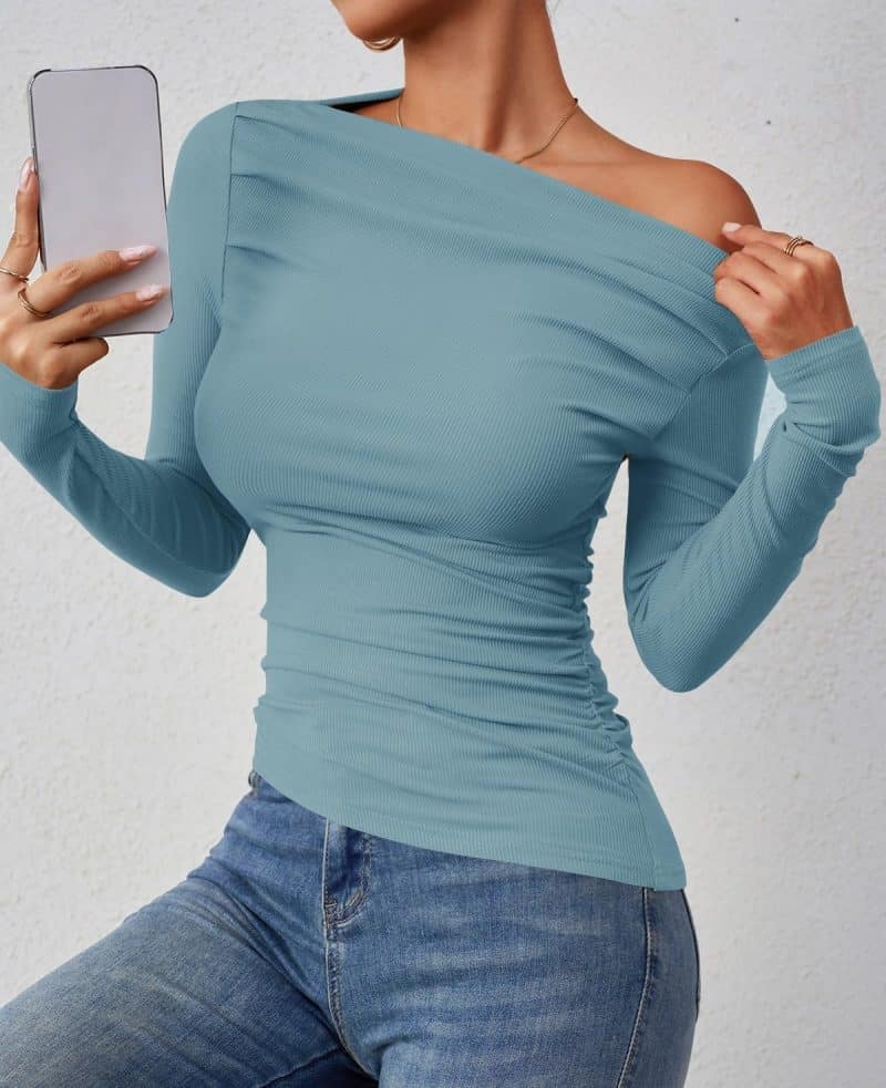 ZESICA Womens Off Shoulder Long Sleeve Top - Image 32