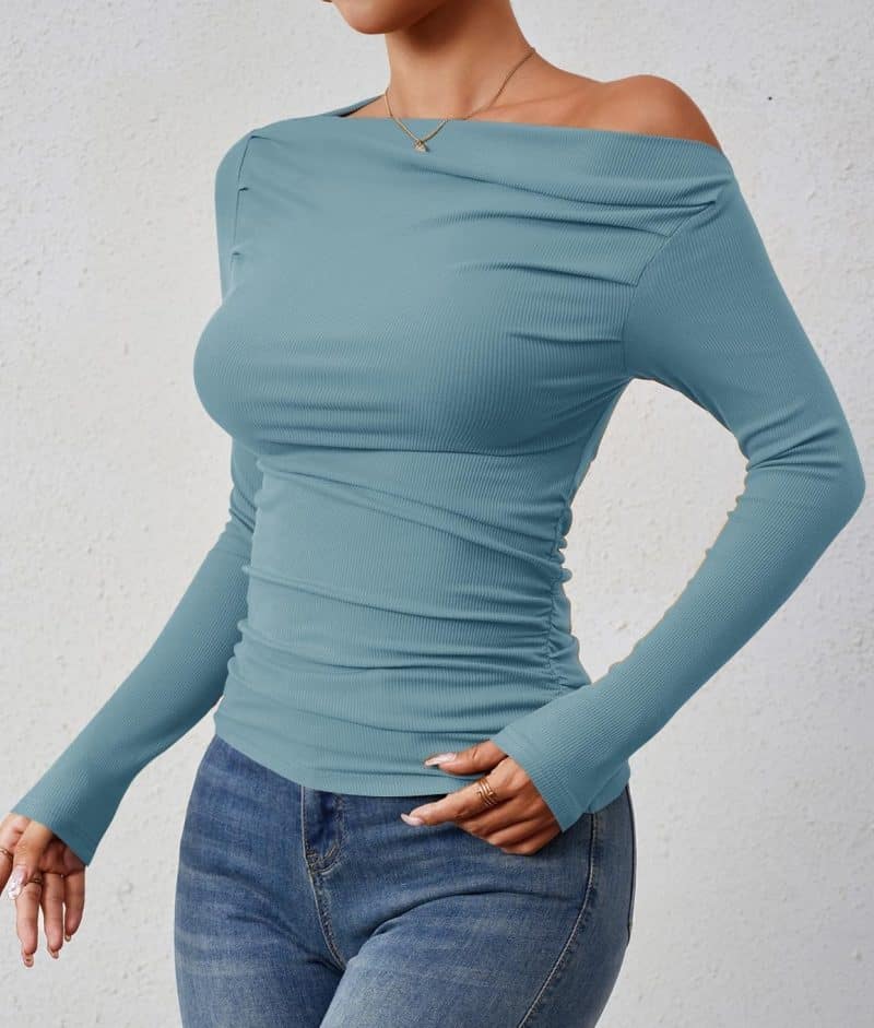 ZESICA Womens Off Shoulder Long Sleeve Top - Image 33