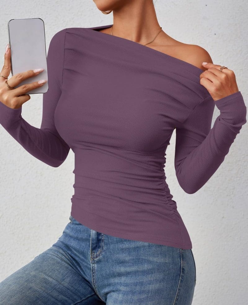 ZESICA Womens Off Shoulder Long Sleeve Top - Image 38