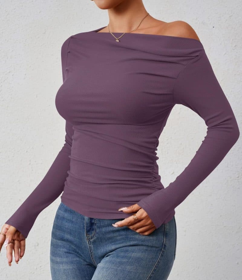 ZESICA Womens Off Shoulder Long Sleeve Top - Image 39
