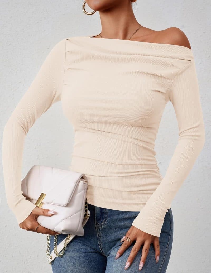 ZESICA Womens Off Shoulder Long Sleeve Top - Image 48