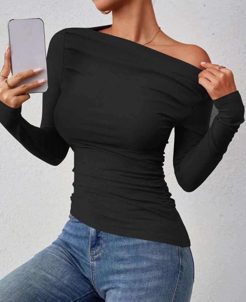 ZESICA Womens Off Shoulder Long Sleeve Top - Image 50
