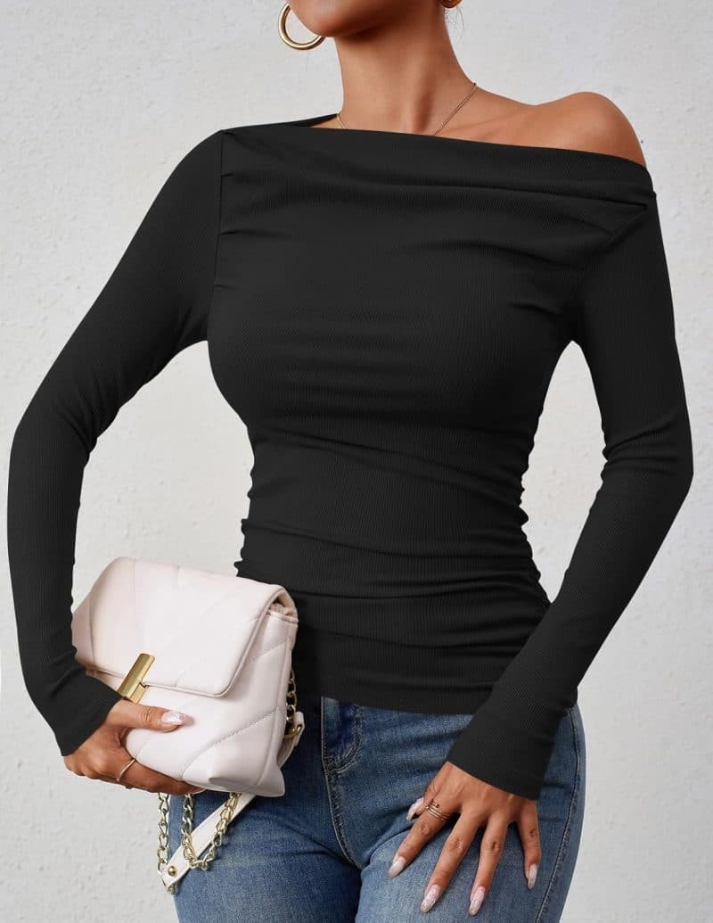 ZESICA Womens Off Shoulder Long Sleeve Top - Image 54