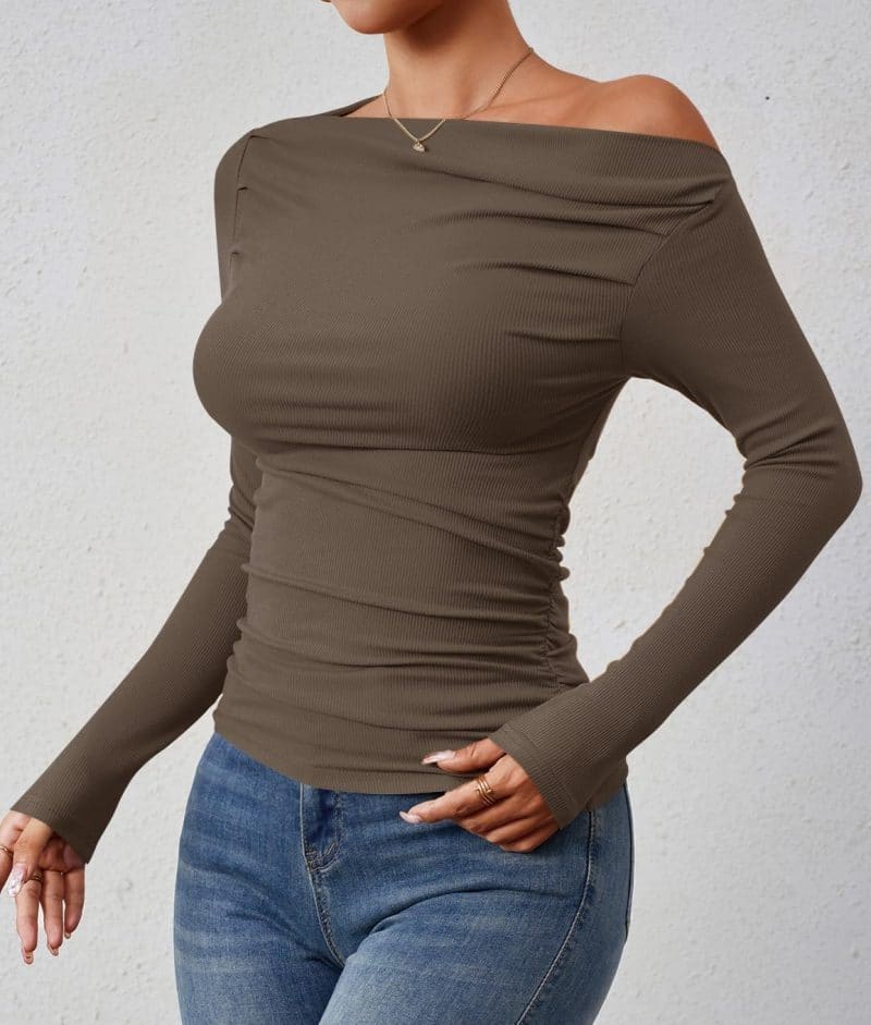 ZESICA Womens Off Shoulder Long Sleeve Top - Image 57