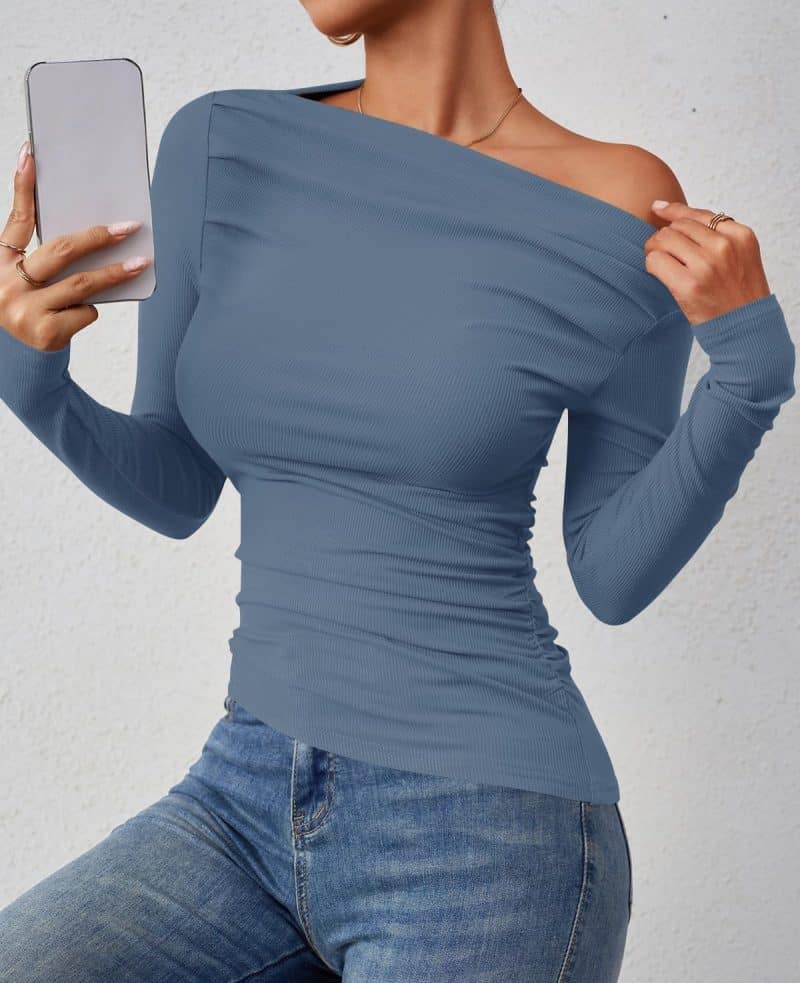 ZESICA Womens Off Shoulder Long Sleeve Top - Image 62