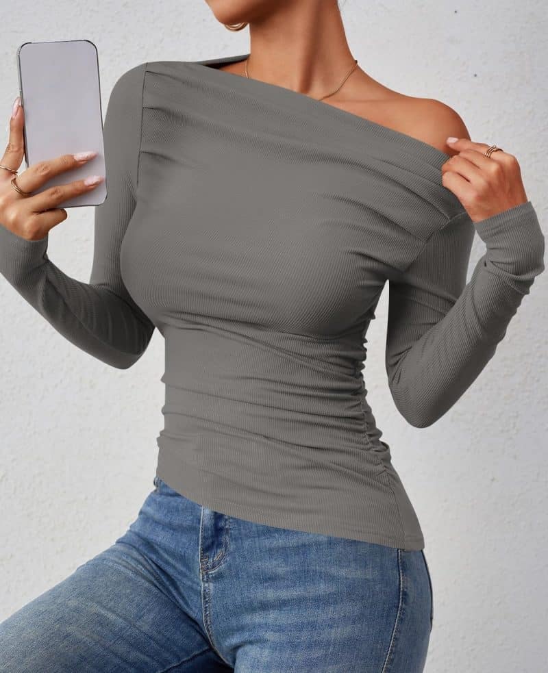 ZESICA Womens Off Shoulder Long Sleeve Top - Image 68