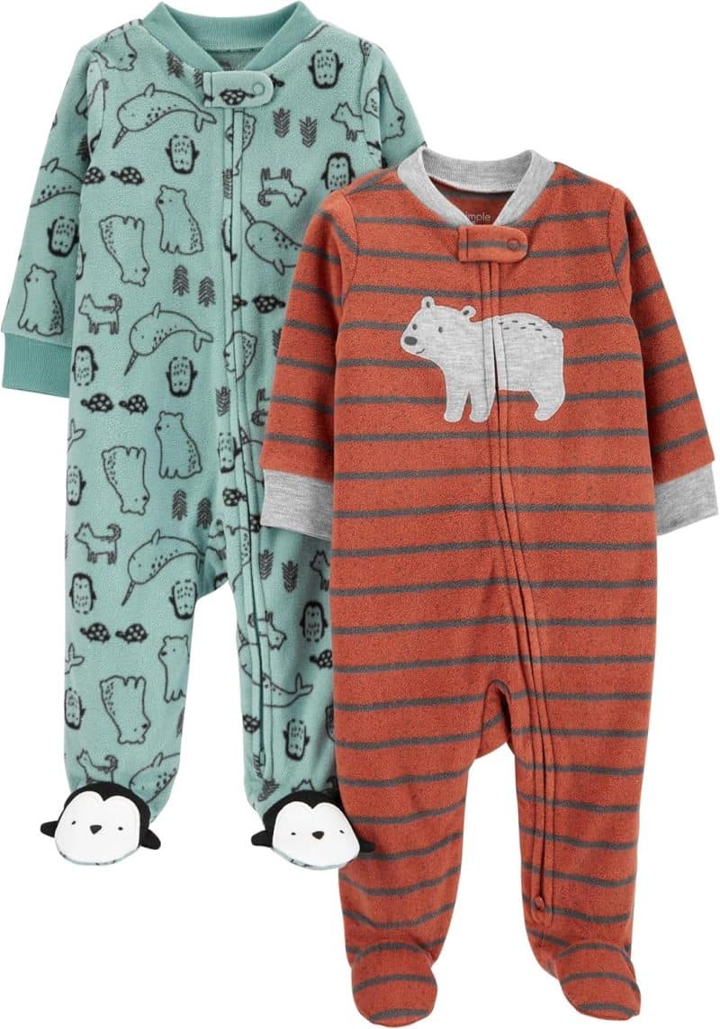 Simple Joys by Carter's Baby Boys' 2-Pack Fleece Footed Sleep and Play - Image 2