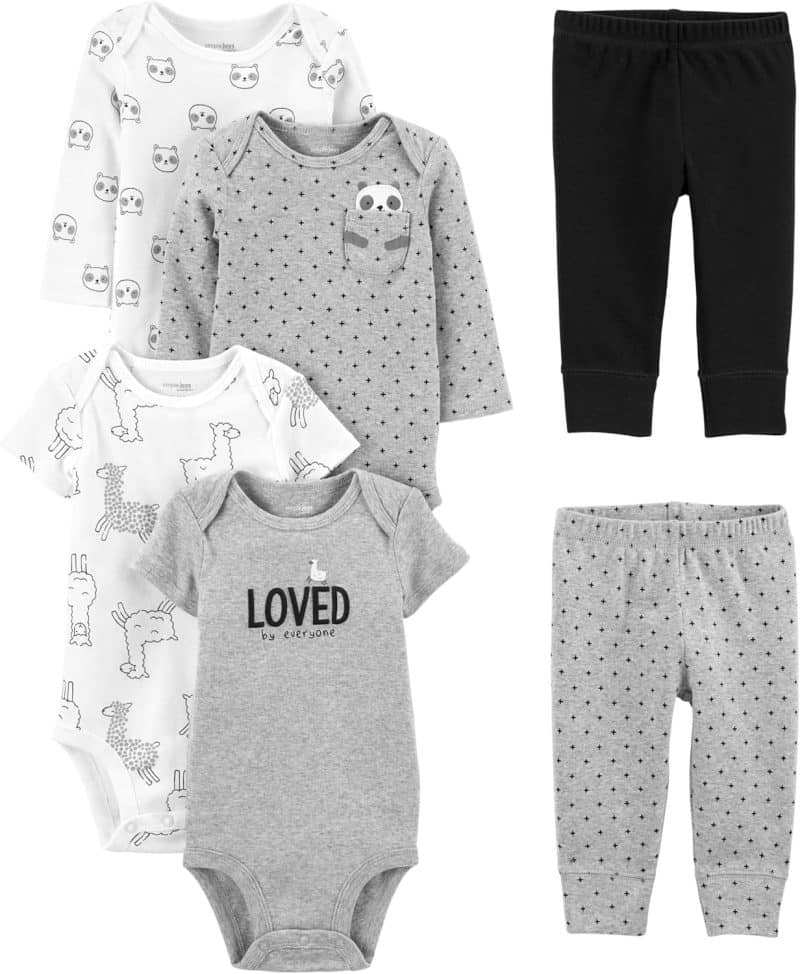 Simple Joys by Carter's unisex-baby Bodysuits (Short and Long Sleeve) and Pants Set (6-piece) - Image 3