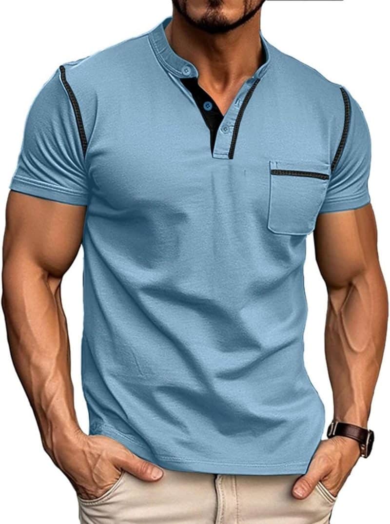 Qekoma Casual Henley Shirt - Image 23