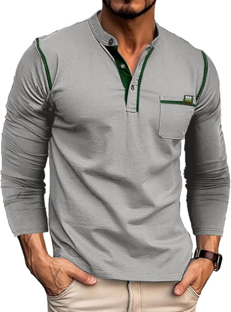 Qekoma Casual Henley Shirt - Image 29