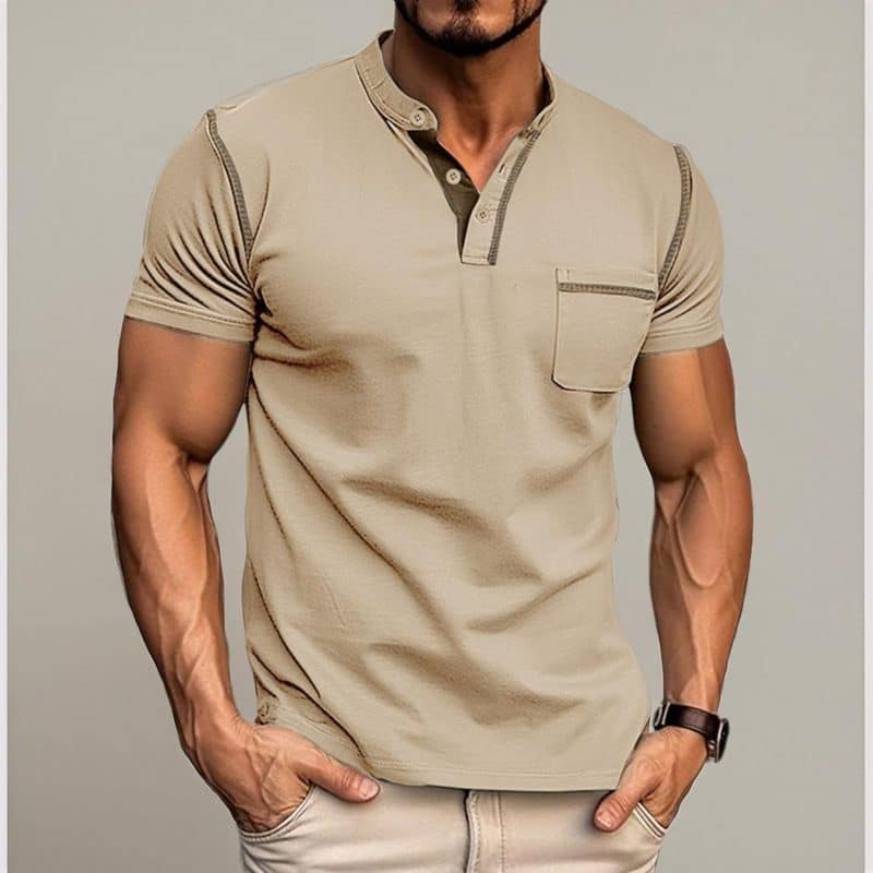Qekoma Casual Henley Shirt - Image 39