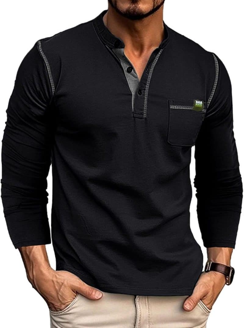 Qekoma Casual Henley Shirt - Image 40