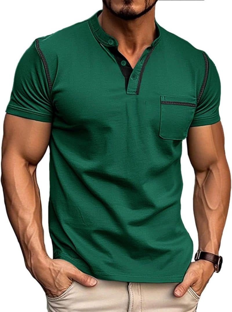 Qekoma Casual Henley Shirt - Image 43