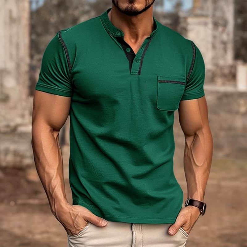Qekoma Casual Henley Shirt - Image 44
