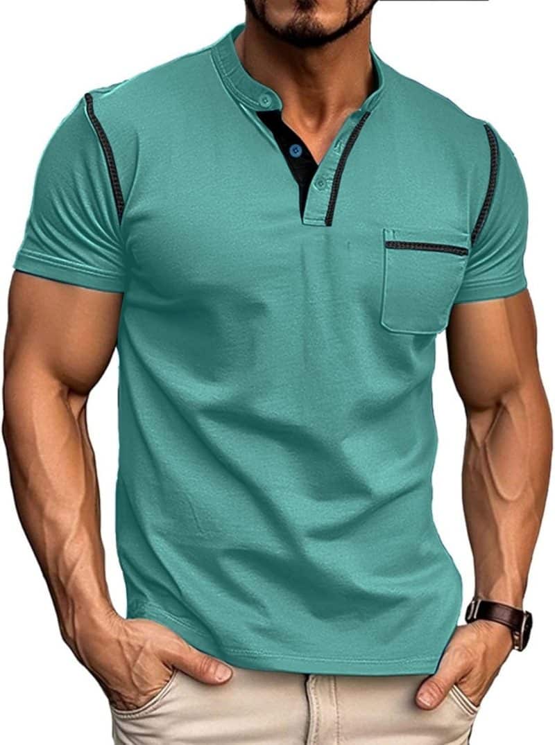 Qekoma Casual Henley Shirt - Image 45