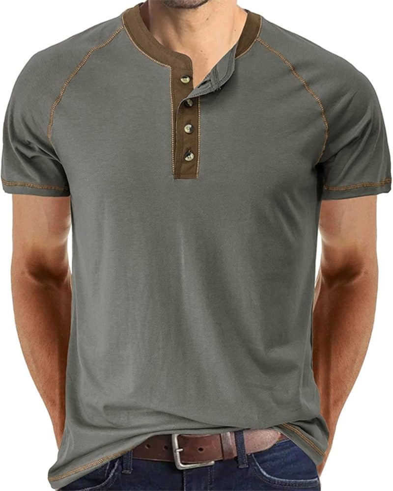Qekoma Casual Henley Shirt - Image 46