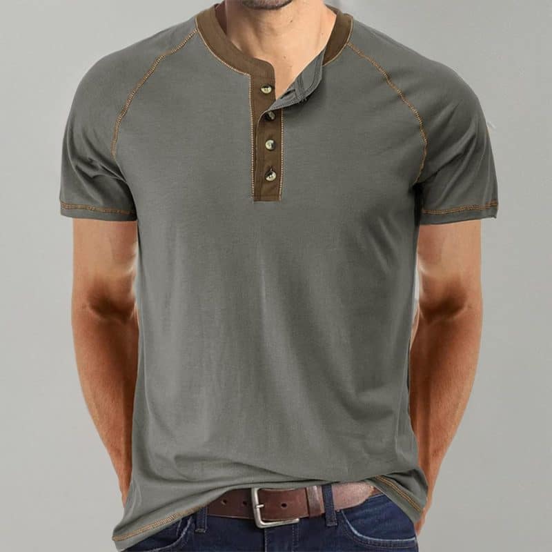 Qekoma Casual Henley Shirt - Image 49