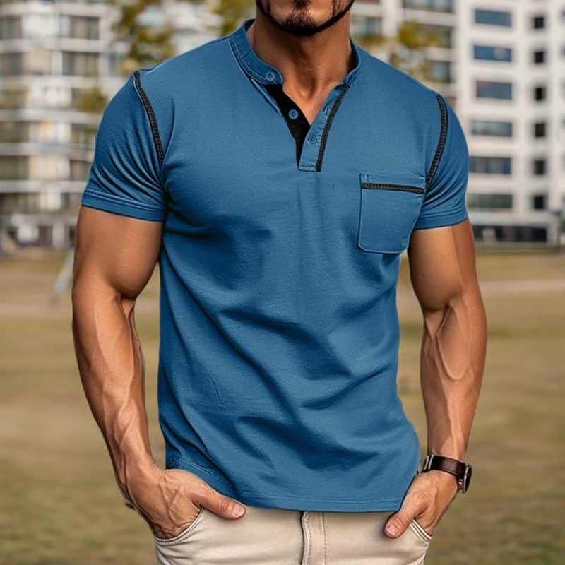 Qekoma Casual Henley Shirt - Image 51