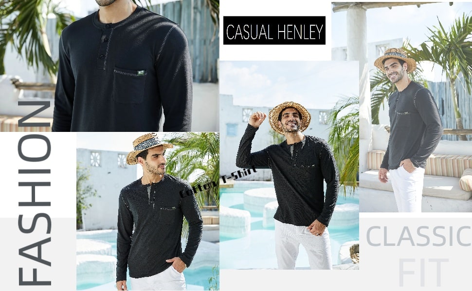 Mens Henley Long Sleeve T-Shirt