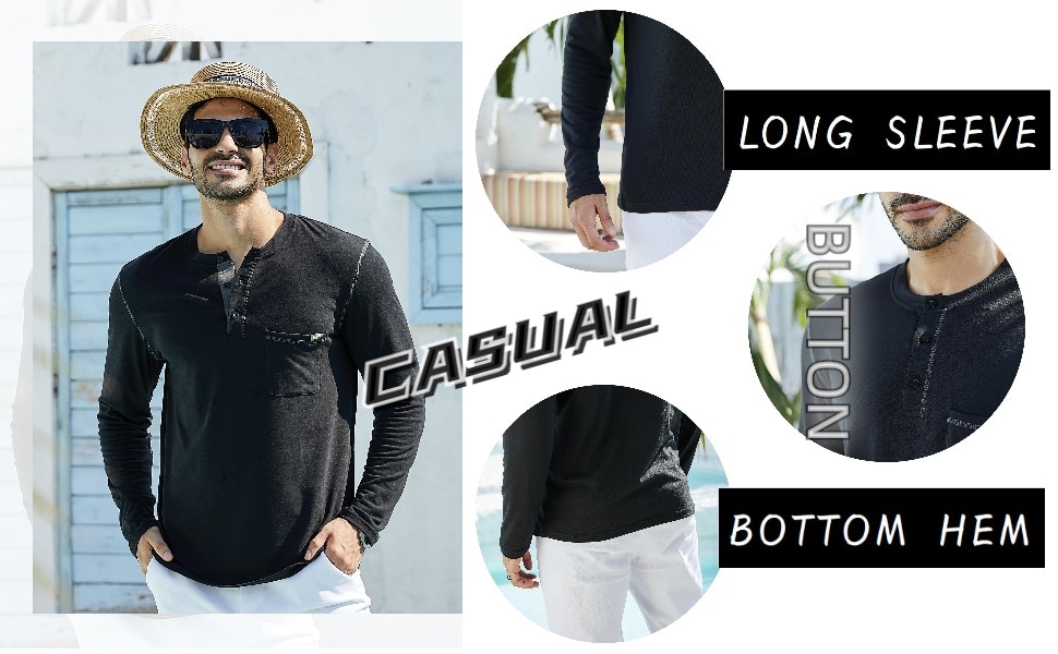 Men's casual henley shirts