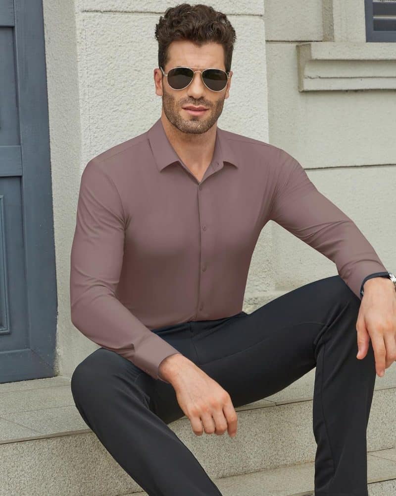 DEMEANOR Men's Muscle Fit Dress Shirt - Image 26