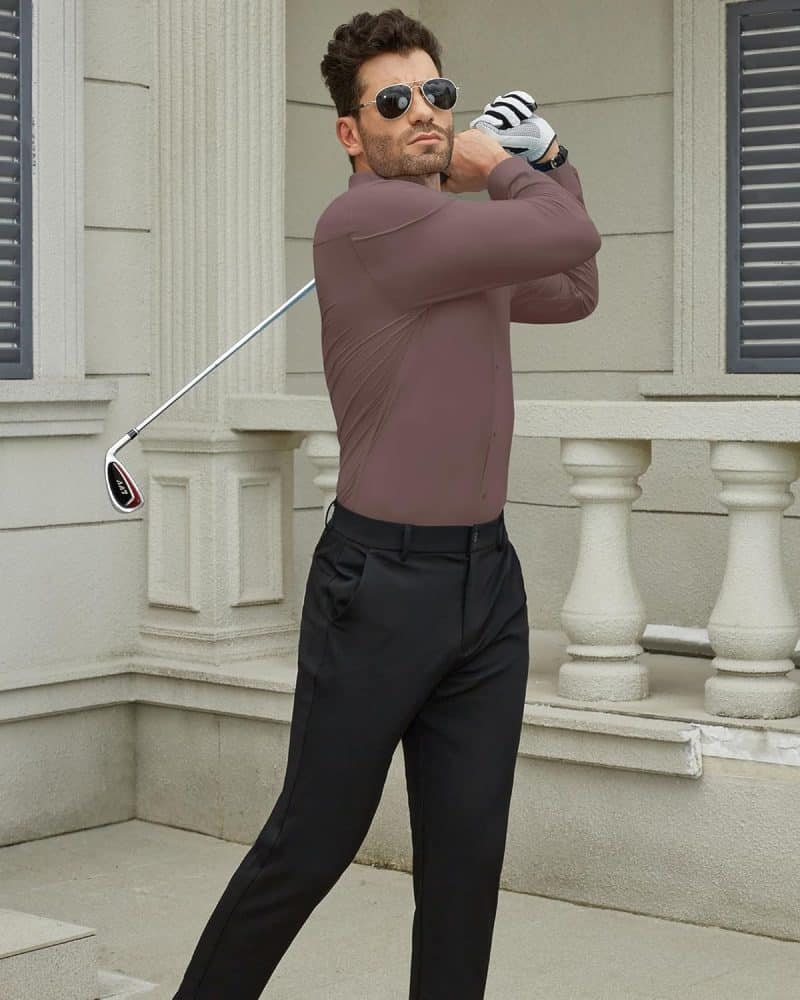 DEMEANOR Men's Muscle Fit Dress Shirt - Image 27