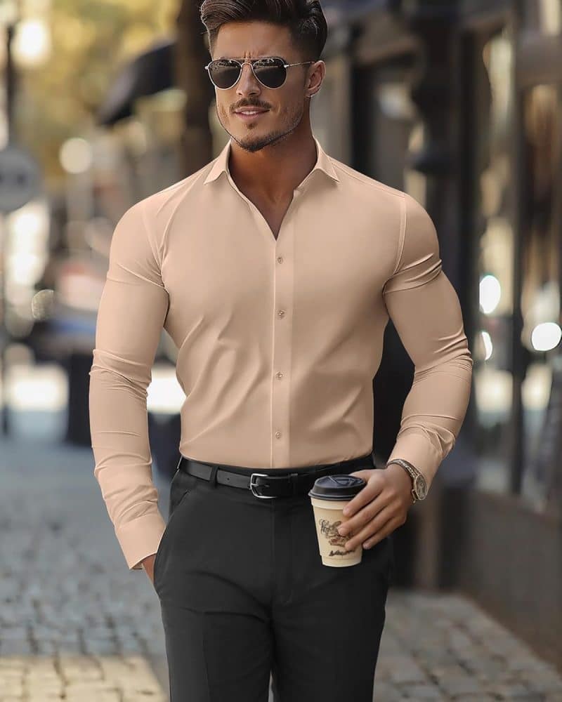 DEMEANOR Men's Muscle Fit Dress Shirt - Image 30
