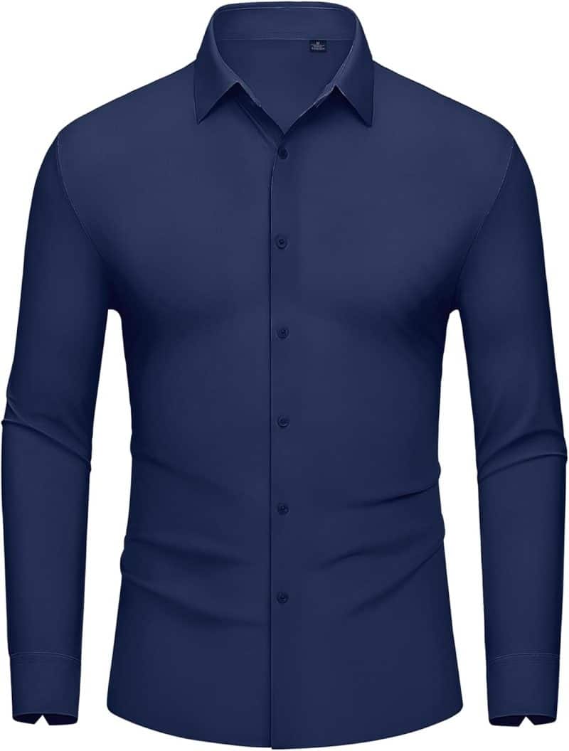 DEMEANOR Men's Muscle Fit Dress Shirt - Image 64