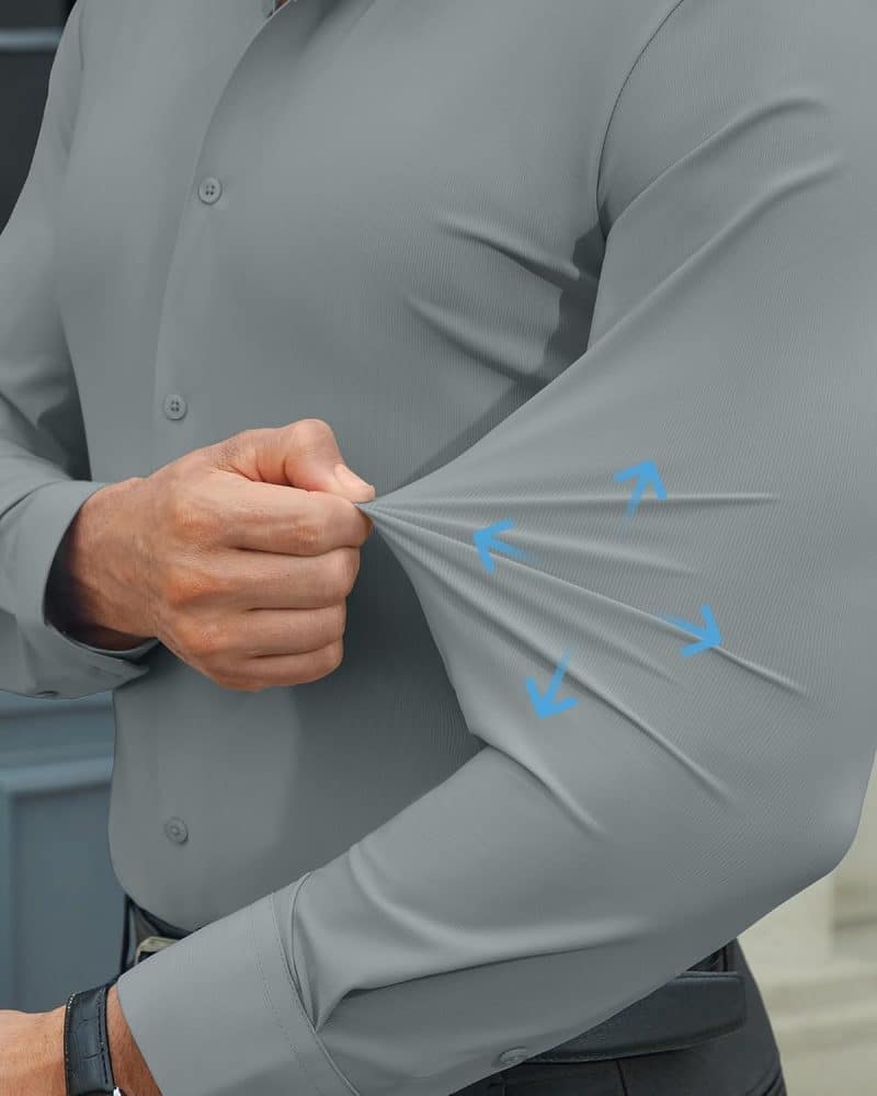 DEMEANOR Men's Muscle Fit Dress Shirt - Image 81