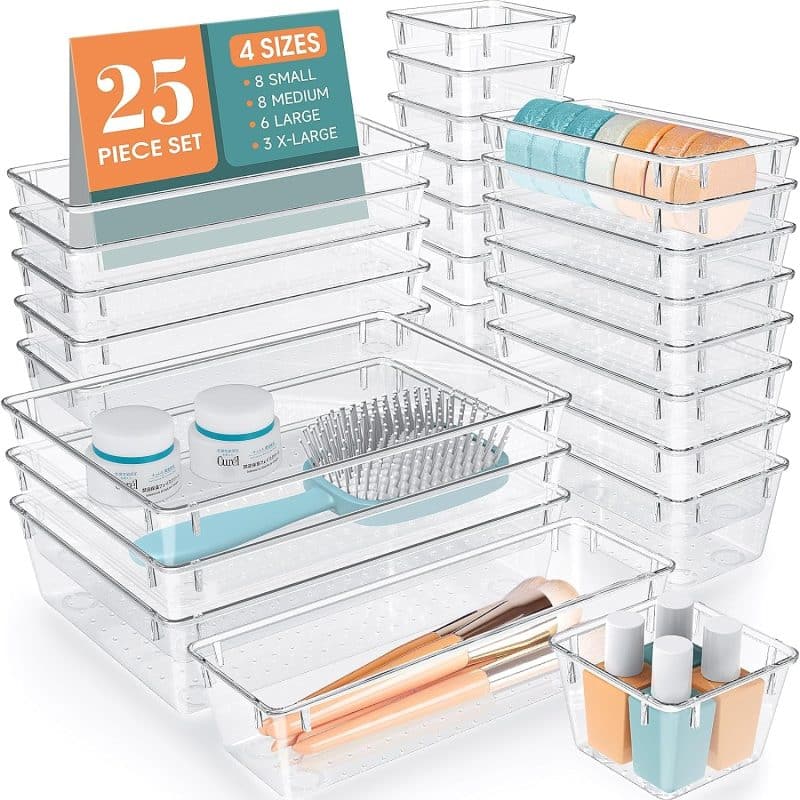 WOWBOX 25 PCS Plastic Drawer Organizer Set