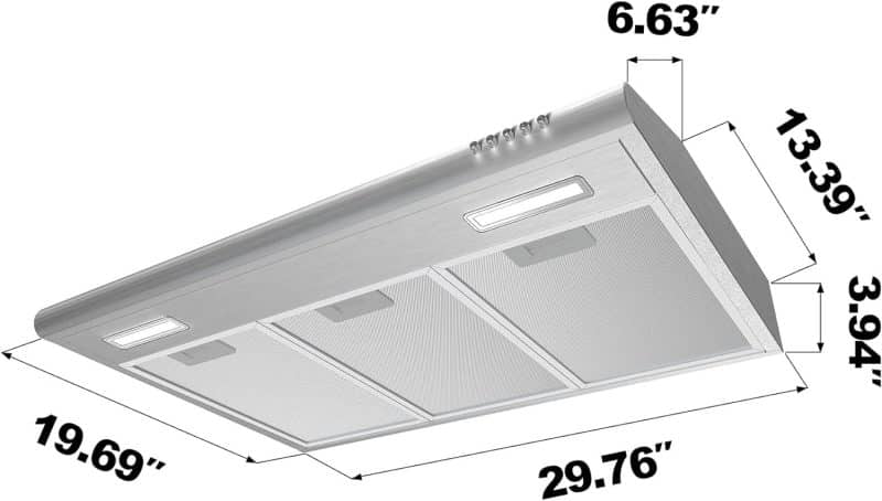 ciarra 30-inch Under Cabinet Ductless Range Hood - Image 14