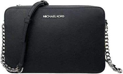 Michael Kors Women's Jet Set Item Crossbody Bag (Black/Silver)
