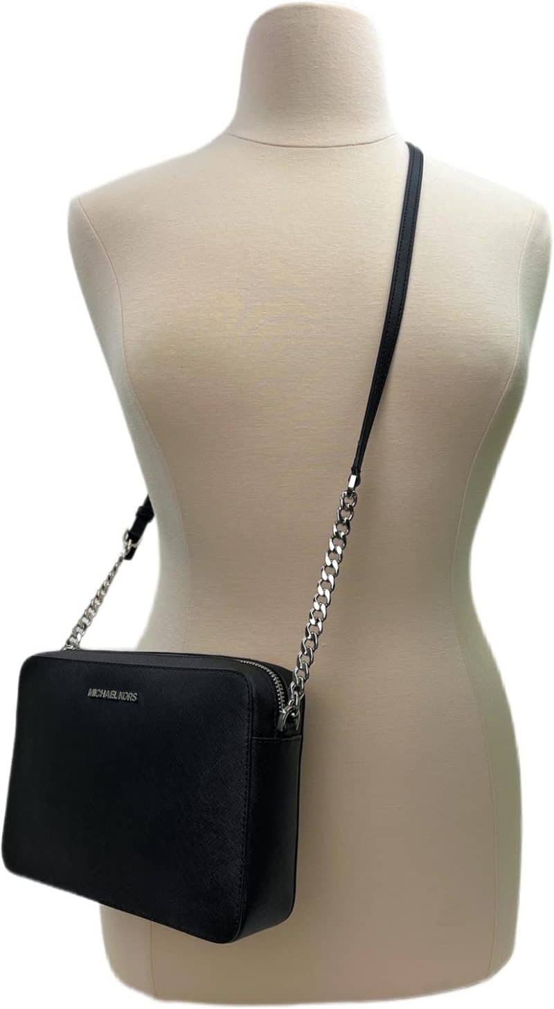 Michael Kors Women's Jet Set Item Crossbody Bag (Black/Silver) - Image 4