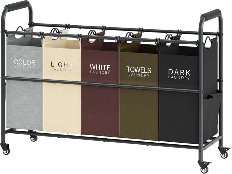 Tajsoon 5 Bag Laundry Sorter Cart