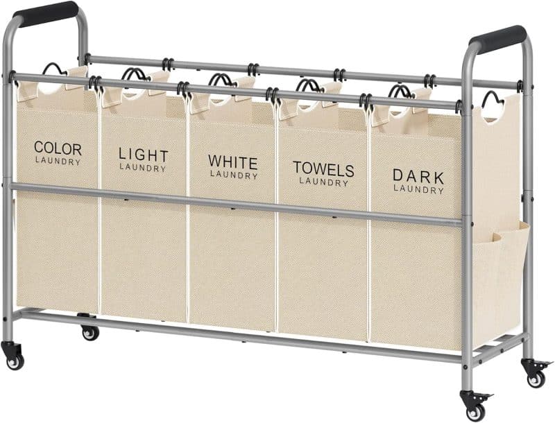 Tajsoon 5 Bag Laundry Sorter Cart - Image 9