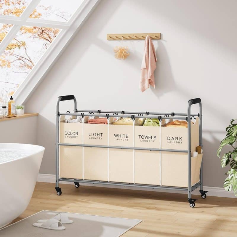 Tajsoon 5 Bag Laundry Sorter Cart - Image 14